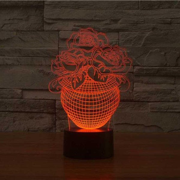 Flower Vase 3D Illusion Lamp